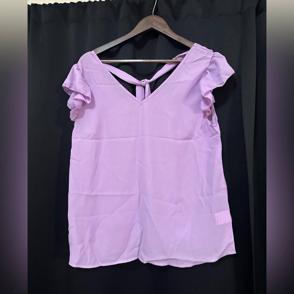 SHEIN Lilac Ruffle Sleeve Blouse